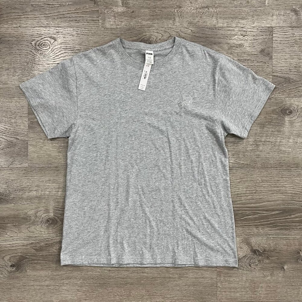 Victoria's Secret PINK Campus Short Sleeve Tee (Heather Grey Bling) - Picture 3 of 6